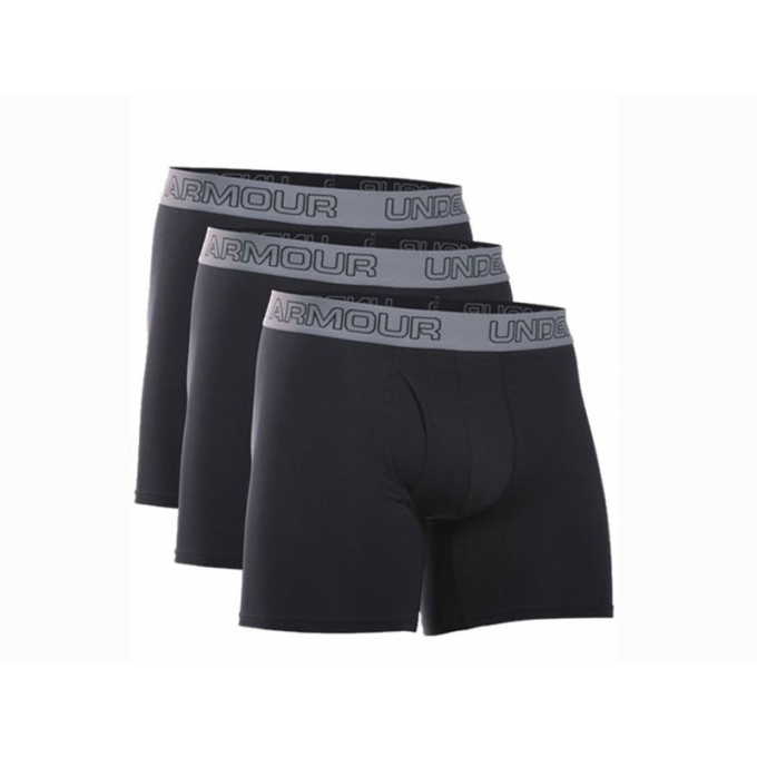 Under Armour Cotton Stretch 6\'\' 3 Pack, BLACK, SIZE XS