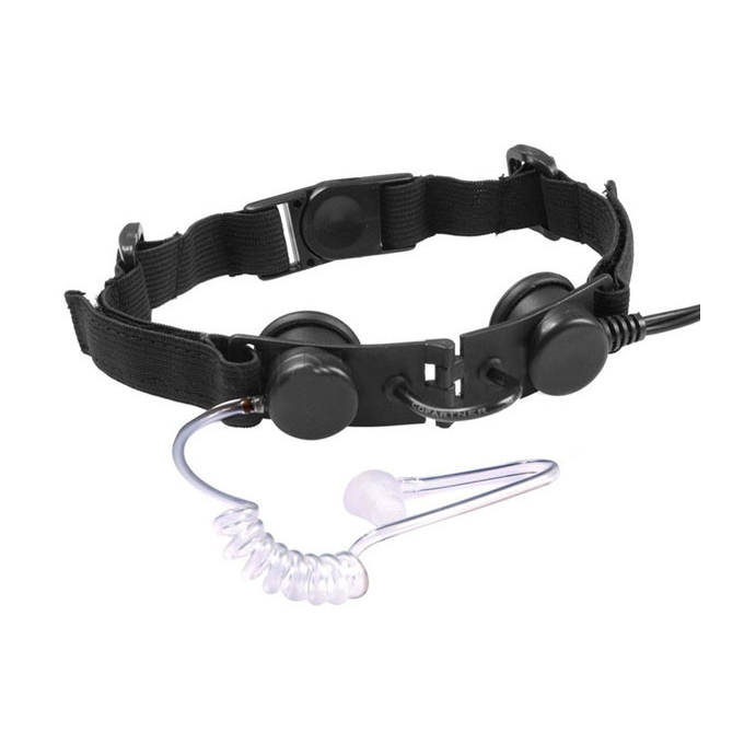 Taktický headset s hrdelním mikrofonem, černý