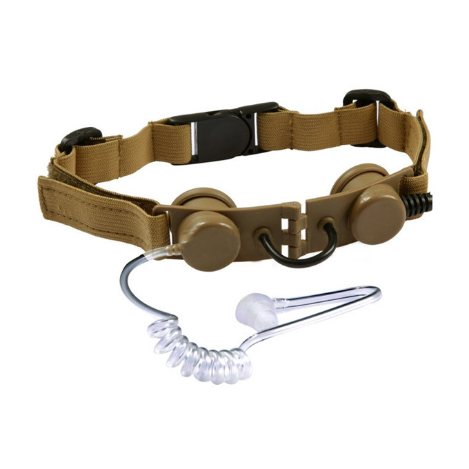 Taktický headset s hrdelním mikrofonem, pískový