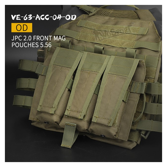 Přední platforma s 5.56 zásobníkovými sumkami pro JPC vestu 2.0 - Zelená