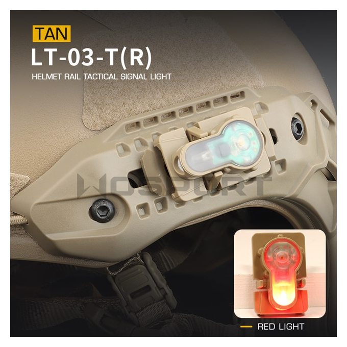 Helmet rail tactical signal light - Black (red light)