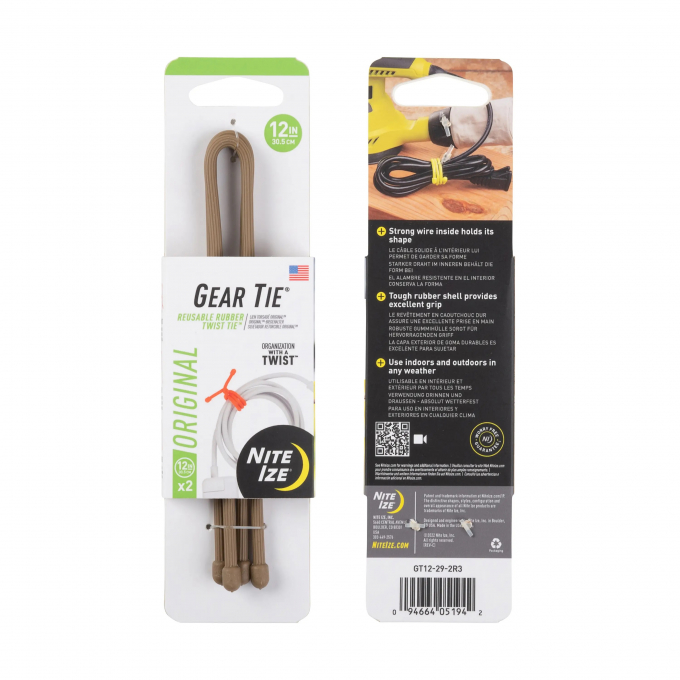 Vázací drát s okem Gear Tie (2ks), coyote - délka 12"
