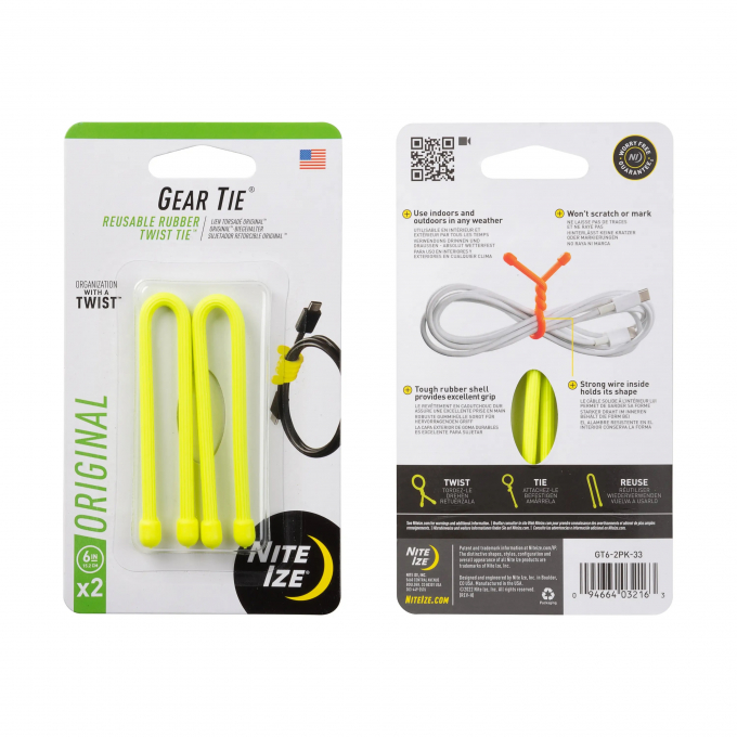 Vázací drát Gear Tie (2ks), žlutá NEON - délka 6"
