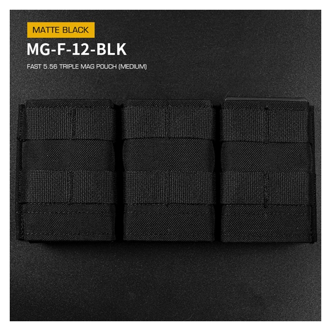 FAST type Triple MOLLE sumka na 5.56 zásobníky M4/M16, střední - černá