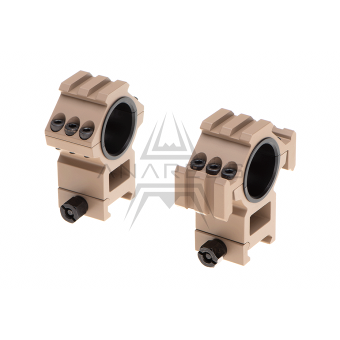 Tri-Side Rail 25.4mm / 30mm Mount Rings - Desert
