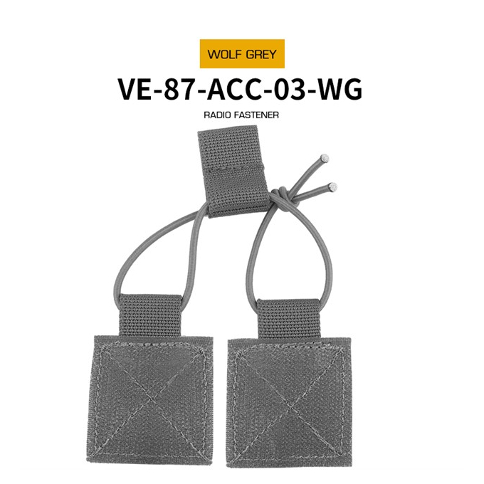 Fastener with velcro for open pouch - Grey