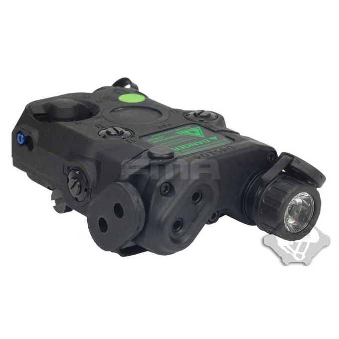 AN/PEQ15 Upgrade Version - bílá LED svítilna + zelený laser s IR krytkami + IR přísvit, černý